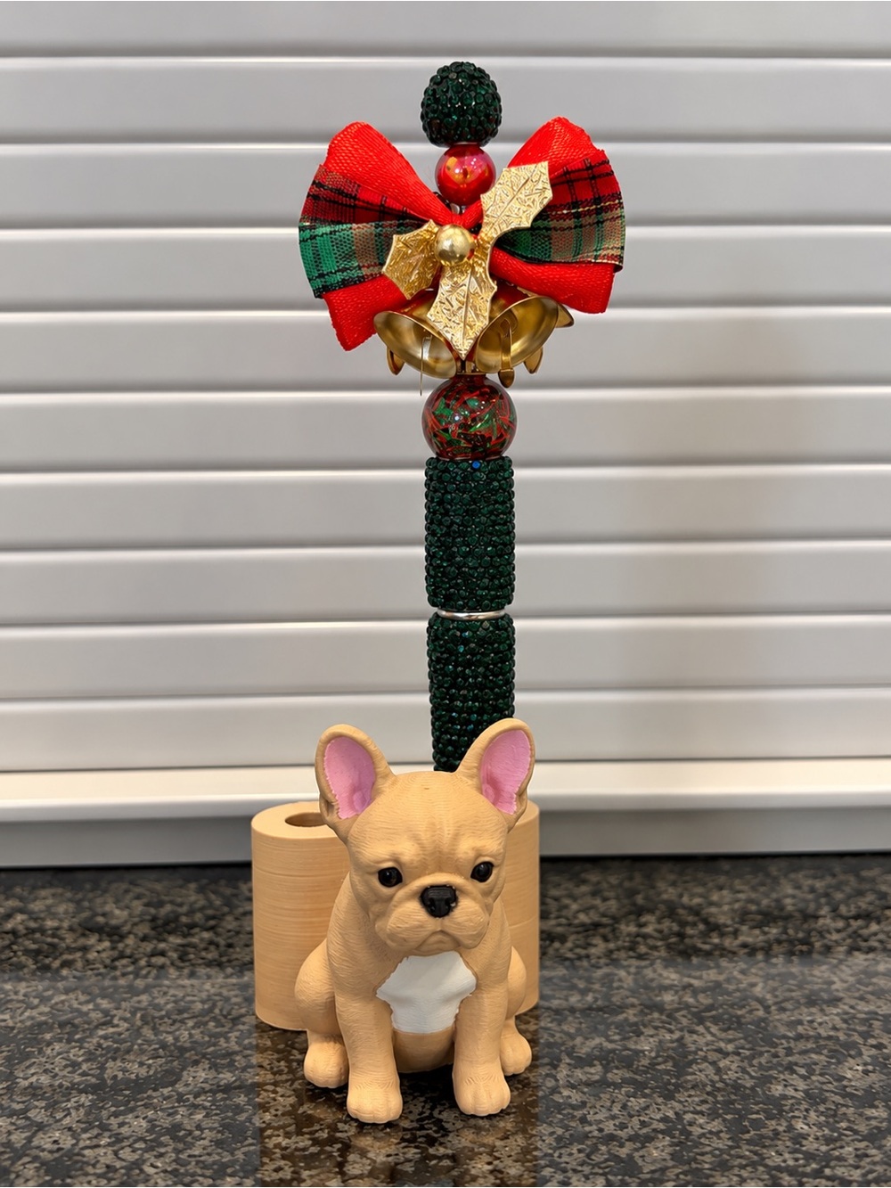 HANDMADE Christmas Bow with Bells & Rhinestone Beaded Pen